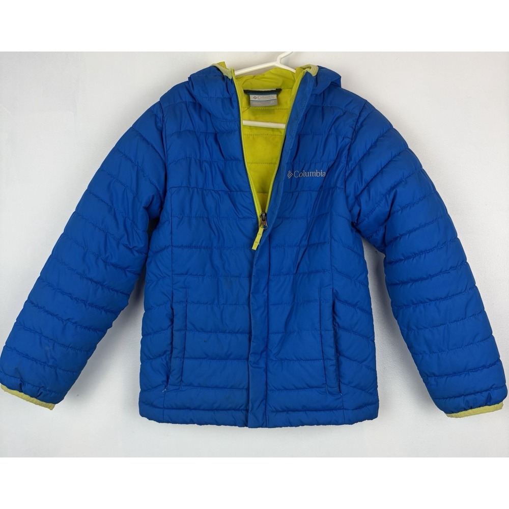 Columbia Kids Boys XS 6-7 Blue Quilted Puffer Jacket Hooded Casual Read